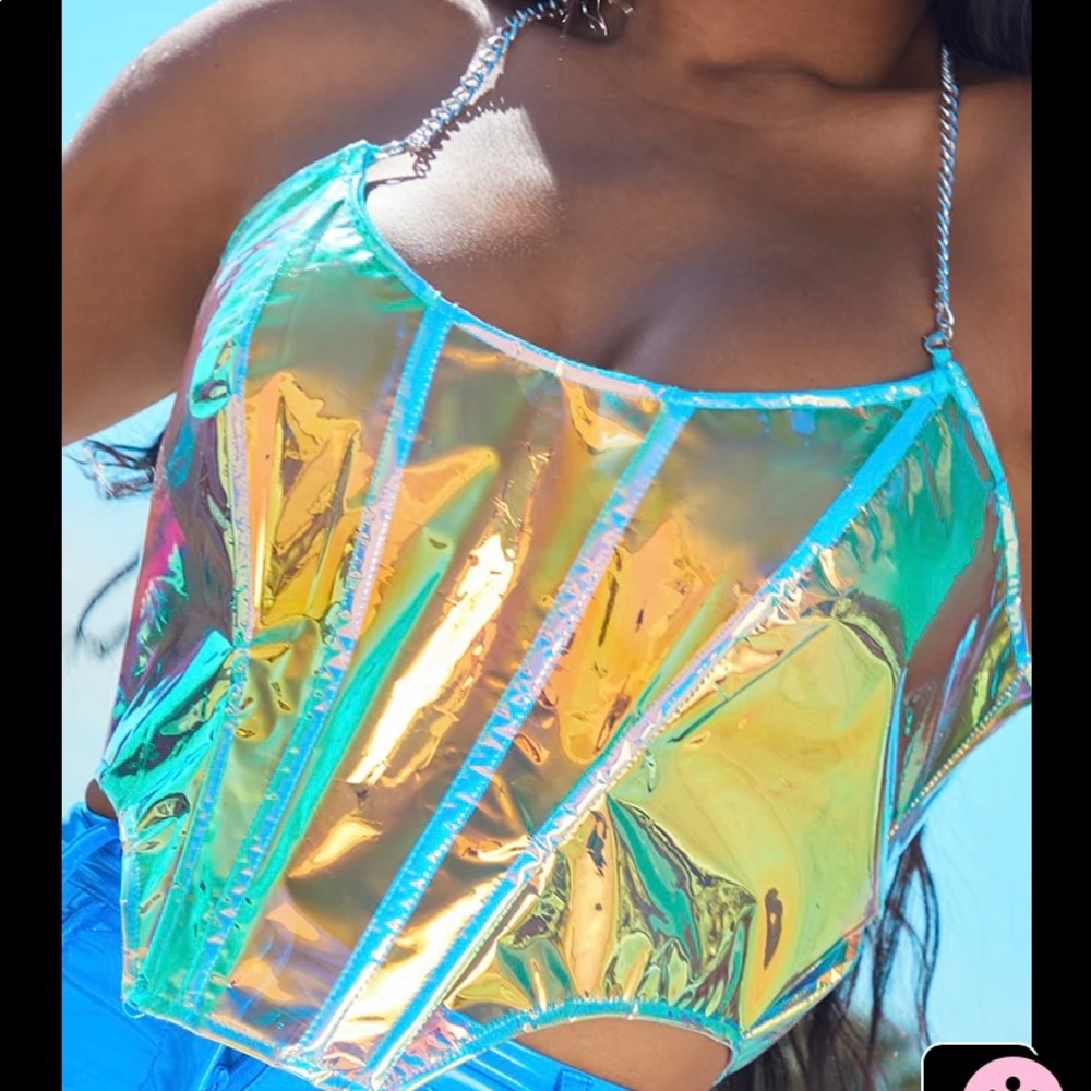PrettyLittleThings Festival Holographic Chain Corset - 6